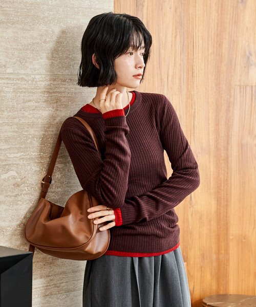 セール】ウォッシャブル クルーネックニット/洗えるニット（ニット