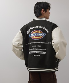 オーバーサイズテックメルトン/PUレザー切替スタジャン（スタジャン