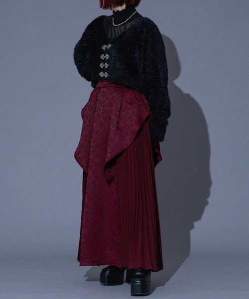 Ellno de Mavie(エルノデメヴィ)の「【mihoコラボ】ジャガードキリカエラッフルプリーツスカート/setup対応(スカート・レディース・ブラック/ボルドー・FREE)」の18枚目の写真