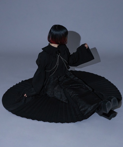 Ellno de Mavie(エルノデメヴィ)の「【mihoコラボ】ジャガードキリカエラッフルプリーツスカート/setup対応(スカート・レディース・ブラック/ボルドー・FREE)」の12枚目の写真