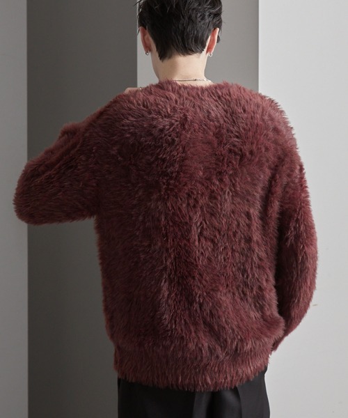 完売MONOTONE グラデパターン ニット ミックスシャギー グラデーション オーバーサイズ クルーネック ニット