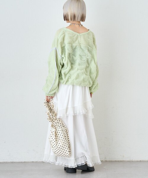 w closet(ダブルクローゼット)の「イレヘムレースロングスカート(スカート・レディース・オフホワイト/ブラック・FREE)」の9枚目の写真