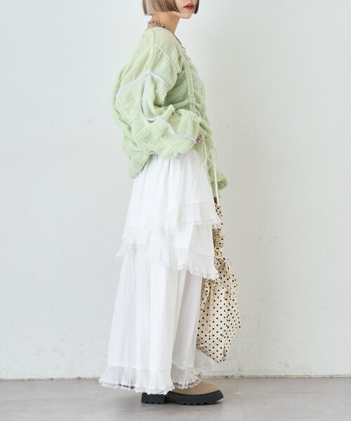 w closet(ダブルクローゼット)の「イレヘムレースロングスカート(スカート・レディース・オフホワイト/ブラック・FREE)」の11枚目の写真