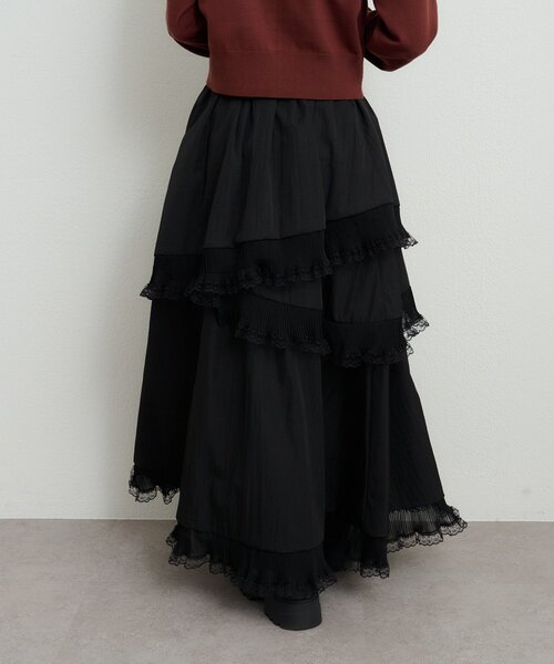 w closet(ダブルクローゼット)の「イレヘムレースロングスカート(スカート・レディース・オフホワイト/ブラック・FREE)」の14枚目の写真