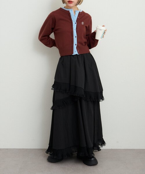 w closet(ダブルクローゼット)の「イレヘムレースロングスカート(スカート・レディース・オフホワイト/ブラック・FREE)」の17枚目の写真