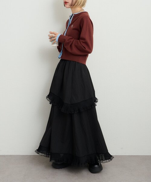 w closet(ダブルクローゼット)の「イレヘムレースロングスカート(スカート・レディース・オフホワイト/ブラック・FREE)」の18枚目の写真