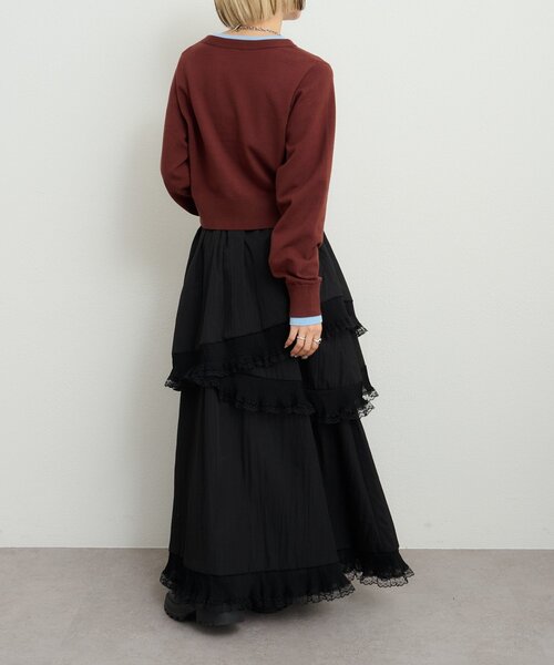 w closet(ダブルクローゼット)の「イレヘムレースロングスカート(スカート・レディース・オフホワイト/ブラック・FREE)」の19枚目の写真