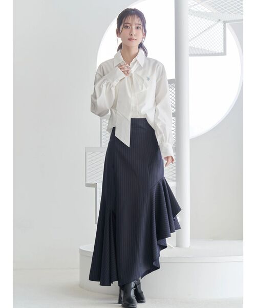 U.S. POLO ASSN.(ユーエスポロアッスン)の「U.S. POLO ASSN.別注ビッグリボンボリュームスリーブシャツ(シャツ/ブラウス・レディース・その他1/オフホワイト/ライトブルー・FREE)」の7枚目の写真