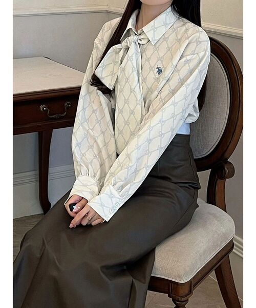 U.S. POLO ASSN.(ユーエスポロアッスン)の「U.S. POLO ASSN.別注ビッグリボンボリュームスリーブシャツ(シャツ/ブラウス・レディース・その他1/オフホワイト/ライトブルー・FREE)」の17枚目の写真