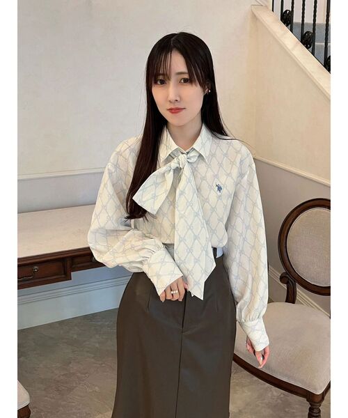 U.S. POLO ASSN.(ユーエスポロアッスン)の「U.S. POLO ASSN.別注ビッグリボンボリュームスリーブシャツ(シャツ/ブラウス・レディース・その他1/オフホワイト/ライトブルー・FREE)」の19枚目の写真