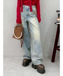 EVRIS | ポケットエンブロイダリーワイドデニムパンツ(デニムパンツ)