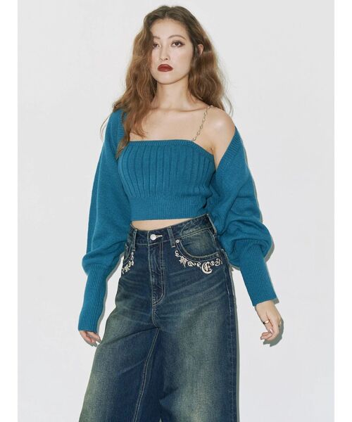 EVRIS（エヴリス）の「ポケットエンブロイダリーワイドデニムパンツ（デニムパンツ・レディース・インディゴブルー/ライトブルー・SMALL/MEDIUM）」の3枚目の写真