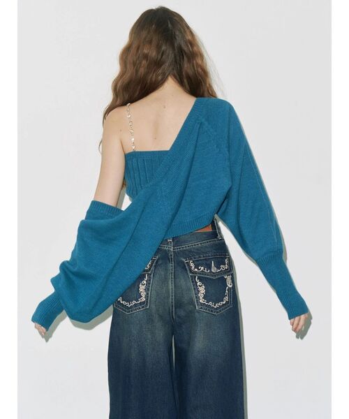 EVRIS（エヴリス）の「ポケットエンブロイダリーワイドデニムパンツ（デニムパンツ・レディース・インディゴブルー/ライトブルー・SMALL/MEDIUM）」の5枚目の写真