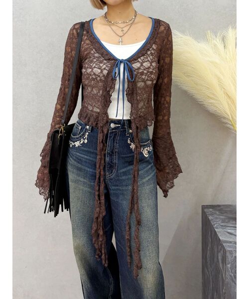 EVRIS（エヴリス）の「ポケットエンブロイダリーワイドデニムパンツ（デニムパンツ・レディース・インディゴブルー/ライトブルー・SMALL/MEDIUM）」の19枚目の写真