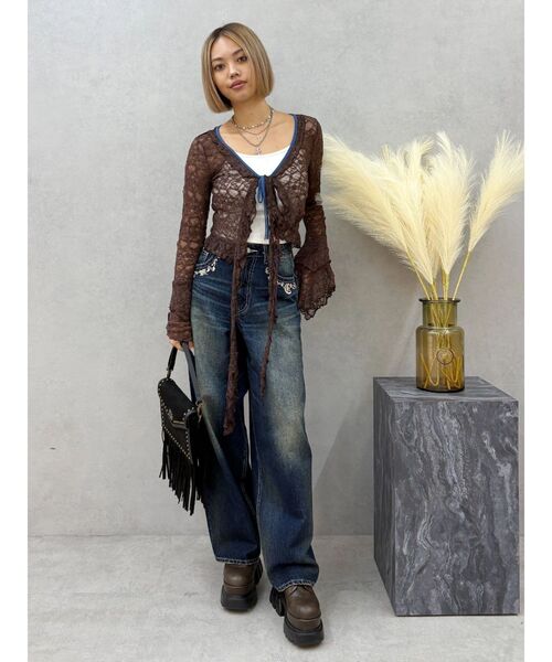 EVRIS（エヴリス）の「ポケットエンブロイダリーワイドデニムパンツ（デニムパンツ・レディース・インディゴブルー/ライトブルー・SMALL/MEDIUM）」の21枚目の写真