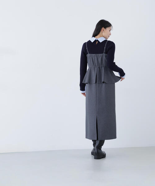 NATURAL BEAUTY BASIC（ナチュラルビューティーベーシック）の「◇ペプラムキャミジャンスカ（ジャンパースカート・レディース・チャコールグレー/ベージュ・SMALL/MEDIUM/P/S）」の10枚目の写真