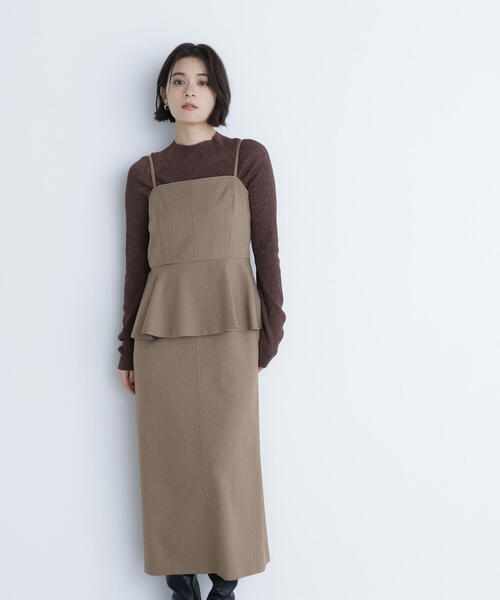 NATURAL BEAUTY BASIC（ナチュラルビューティーベーシック）の「◇ペプラムキャミジャンスカ（ジャンパースカート・レディース・チャコールグレー/ベージュ・SMALL/MEDIUM/P/S）」の16枚目の写真