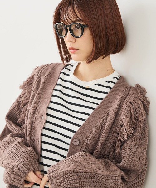 fort point(フォーポイント)の「【C-FORT POINT/フォートポイント】フリンジニットカーディガン(カーディガン/ボレロ・レディース・アイボリー/チャコールグレー/ダークブルー/ダークブラウン・ONE SIZE)」の1枚目の写真
