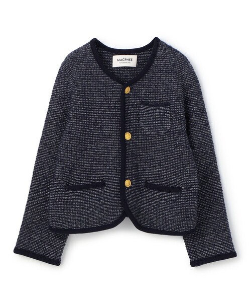 ウールツイーディー クルーネックカーディガン（カーディガン/ボレロ