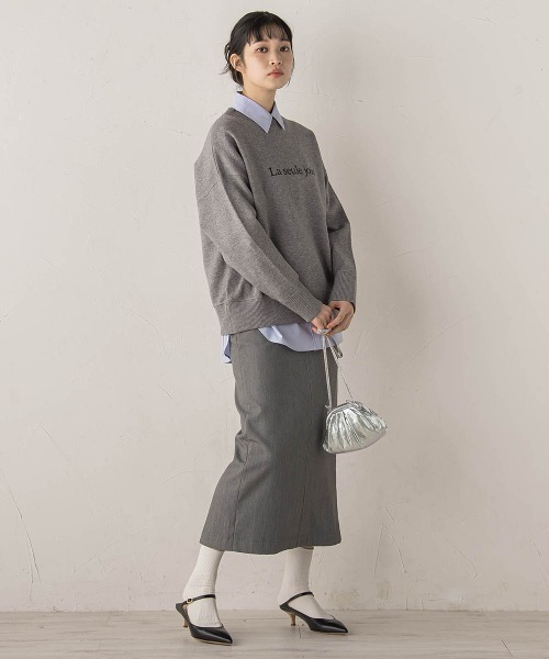 Droite lautreamont（ドロワットロートレアモン）の「【WEB限定】ロゴニット≪手洗い可能≫（ニット/セーター・レディース・ネイビー/ライトグレー/ブラウン・M）」の11枚目の写真