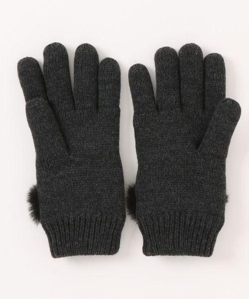 セール】【SETUP7】C'est doux ケーブルニット＆ファー 5本指手袋 FTL