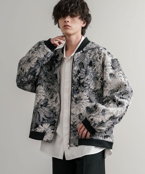 オーバーサイズゴブラン織りヴィンテージフラワーMA-1/総柄フライト