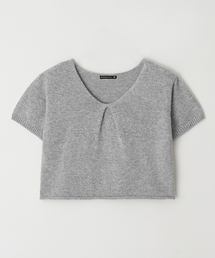 KNOT V NECK SHORT SLEEVE KNIT GREY