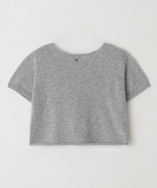 RONRON（ロンロン）の「KNOT V NECK SHORT SLEEVE KNIT GREY（Tシャツ/カットソー・レディース・その他・FREE）」の2枚目の写真