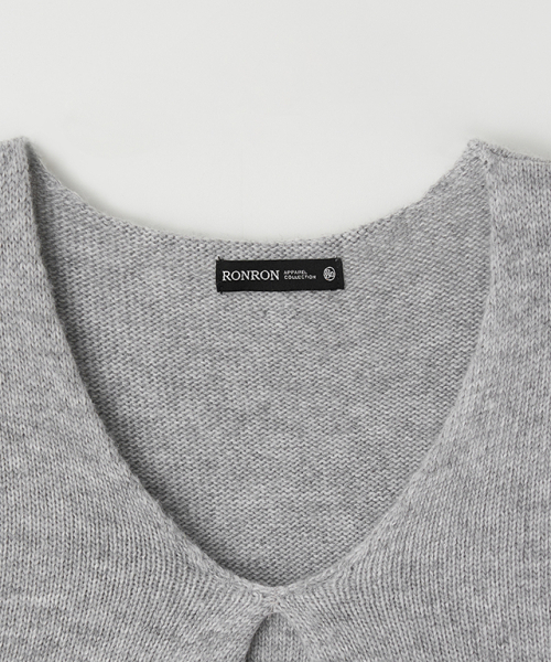 RONRON（ロンロン）の「KNOT V NECK SHORT SLEEVE KNIT GREY（Tシャツ/カットソー・レディース・その他・FREE）」の3枚目の写真