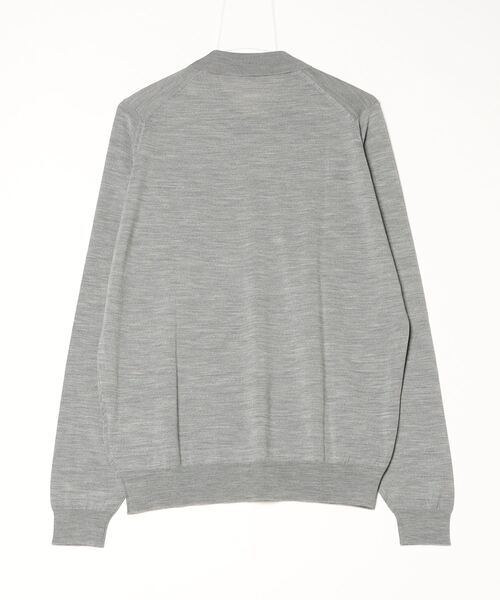 JOHN SMEDLEY（ジョンスメドレー）の「JOHN SMEDLEY BELPER ジョンスメドレー ベルパー 長袖 ポロシャツ メリノウール ポロシャツ（ポロシャツ・メンズ・ネイビー系/シルバー/ブラック/チャコール・LARGE）」の7枚目の写真