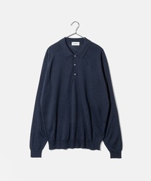 メンズのポロシャツ（ブルー・ネイビー/青色系・長袖）ファッション