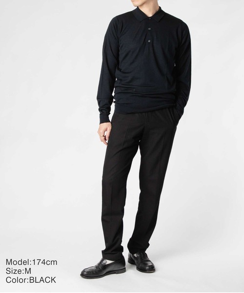 JOHN SMEDLEY（ジョンスメドレー）の「JOHN SMEDLEY BELPER ジョンスメドレー ベルパー 長袖 ポロシャツ メリノウール ポロシャツ（ポロシャツ・メンズ・ネイビー系/シルバー/ブラック/チャコール・LARGE）」の20枚目の写真