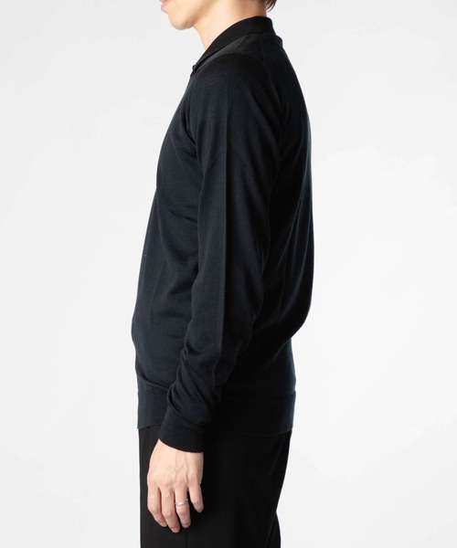 JOHN SMEDLEY（ジョンスメドレー）の「JOHN SMEDLEY BELPER ジョンスメドレー ベルパー 長袖 ポロシャツ メリノウール ポロシャツ（ポロシャツ・メンズ・ネイビー系/シルバー/ブラック/チャコール・LARGE）」の21枚目の写真