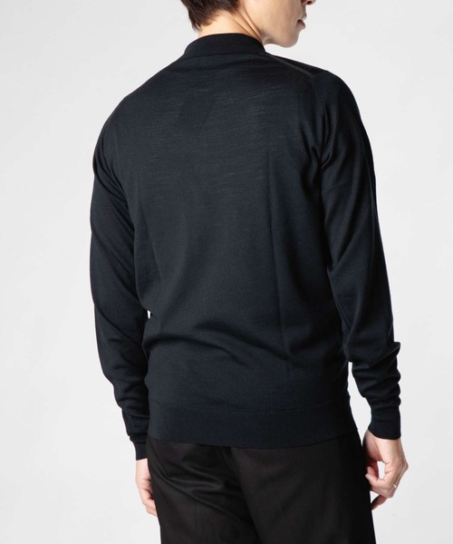 JOHN SMEDLEY（ジョンスメドレー）の「JOHN SMEDLEY BELPER ジョンスメドレー ベルパー 長袖 ポロシャツ メリノウール ポロシャツ（ポロシャツ・メンズ・ネイビー系/シルバー/ブラック/チャコール・LARGE）」の14枚目の写真