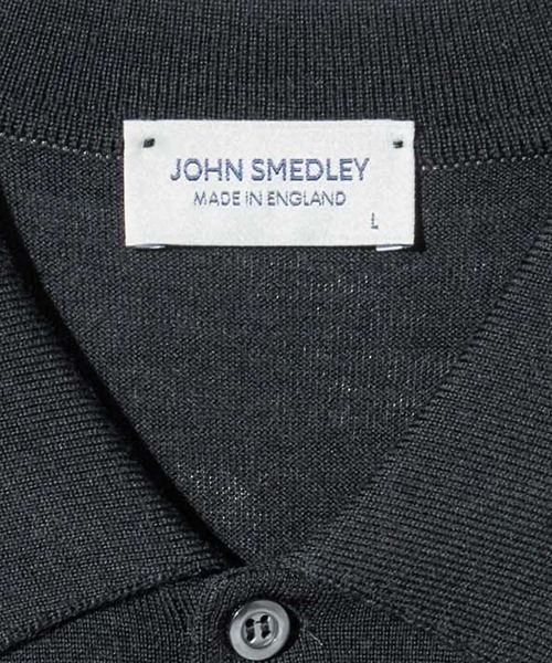 JOHN SMEDLEY（ジョンスメドレー）の「JOHN SMEDLEY BELPER ジョンスメドレー ベルパー 長袖 ポロシャツ メリノウール ポロシャツ（ポロシャツ・メンズ・ネイビー系/シルバー/ブラック/チャコール・LARGE）」の5枚目の写真