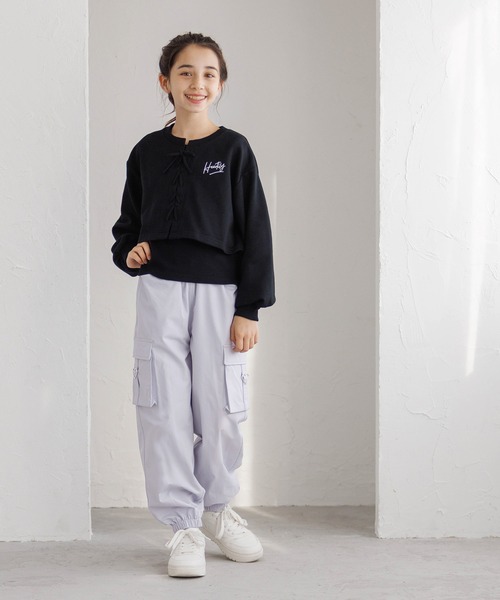 coca（coca）（コカ）の「【DAILY WARM】 キッズ　裏微起毛ハートカーゴパンツ（カーゴパンツ・キッズ・ラベンダー/ブラック・120/130/140/150）」の5枚目の写真