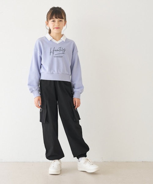 coca（coca）（コカ）の「【DAILY WARM】 キッズ　裏微起毛ハートカーゴパンツ（カーゴパンツ・キッズ・ラベンダー/ブラック・120/130/140/150）」の11枚目の写真