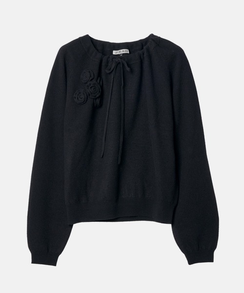 LE CIEL BLEU（ルシェルブルー）の「ギャザードネックラインプルオーバー / Gathered Neckline Pullover（ニット/セーター・レディース・チャコールグレー/ブラック・36）」の14枚目の写真