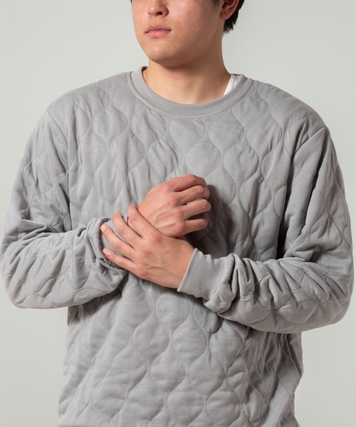 BAYBLO(ベイブロ)の「(SA) キルティング 無地 ワイド トレーナー(スウェット・メンズ・ブラウン/ブラック/アイボリー/グレー・M/L/LL)」の4枚目の写真