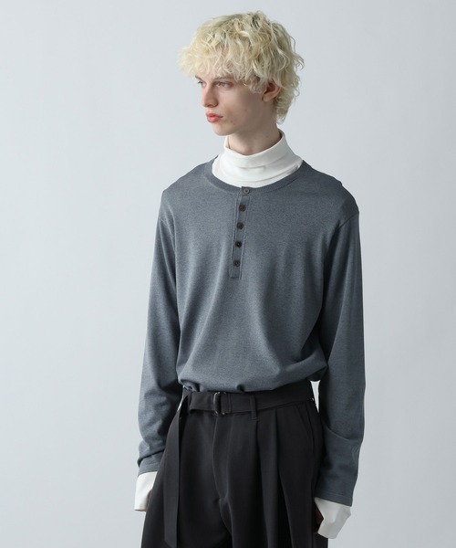 HARE（ハレ）の「メランジヘンリーネックプルオーバー(HARE）（ニット/セーター・メンズ・ブルー/ブラック/ホワイト・FREE）」の4枚目の写真