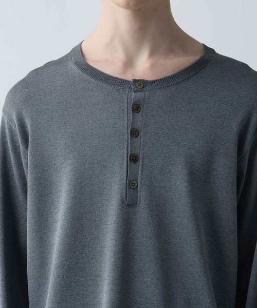 HARE（ハレ）の「メランジヘンリーネックプルオーバー(HARE）（ニット/セーター・メンズ・ブルー/ブラック/ホワイト・FREE）」の9枚目の写真