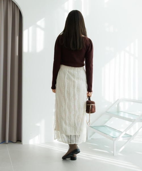 flower（フラワー）の「フラッフィーチュールスカート（スカート・レディース・アイボリー/ブラック・FREE）」の7枚目の写真