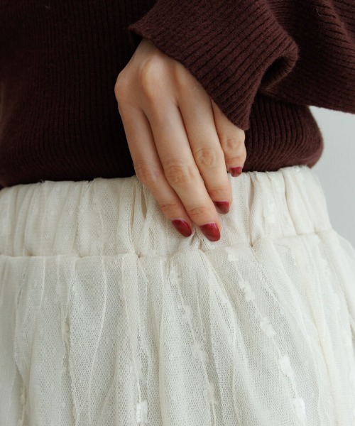 flower（フラワー）の「フラッフィーチュールスカート（スカート・レディース・アイボリー/ブラック・FREE）」の8枚目の写真