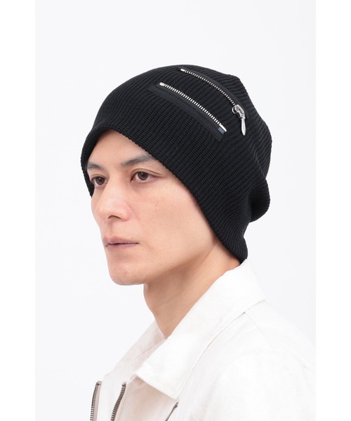 TORNADO MART（トルネードマート）の「ZIPｱｸｾﾝﾄﾆｯﾄｷｬｯﾌﾟ（ニットキャップ/ビーニー・メンズ・ブラック/グレー・FREE）」の2枚目の写真