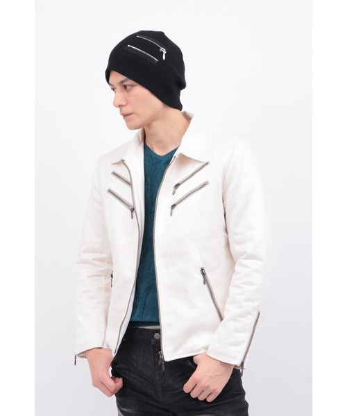 TORNADO MART（トルネードマート）の「ZIPｱｸｾﾝﾄﾆｯﾄｷｬｯﾌﾟ（ニットキャップ/ビーニー・メンズ・ブラック/グレー・FREE）」の3枚目の写真