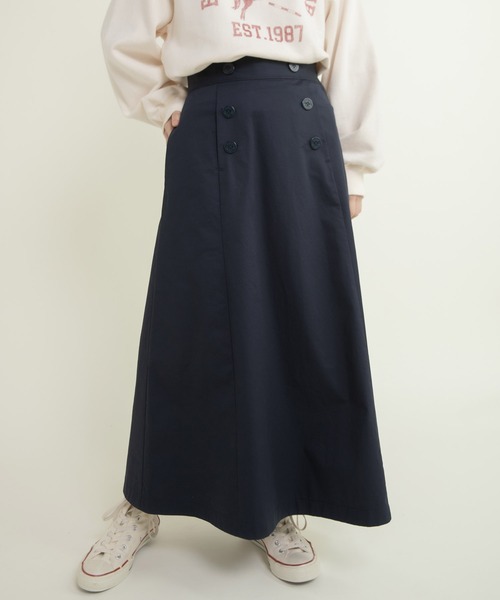CHILD WOMAN（チャイルドウーマン）の「ツイル 後ろレースアップセーラースカート（スカート・レディース・ネイビー/ベージュ・36/38）」の2枚目の写真