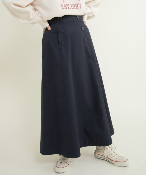 CHILD WOMAN（チャイルドウーマン）の「ツイル 後ろレースアップセーラースカート（スカート・レディース・ネイビー/ベージュ・36/38）」の3枚目の写真