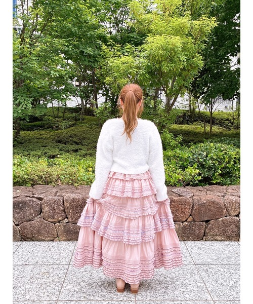 PINK HOUSE（ピンクハウス）の「ふわふわニットカーディガン（カーディガン/ボレロ・レディース・ブラック/サックスブルー/ホワイト/ピンク・フリー）」の8枚目の写真