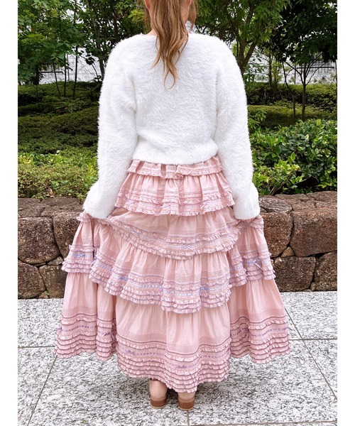 PINK HOUSE（ピンクハウス）の「ふわふわニットカーディガン（カーディガン/ボレロ・レディース・ブラック/サックスブルー/ホワイト/ピンク・フリー）」の7枚目の写真