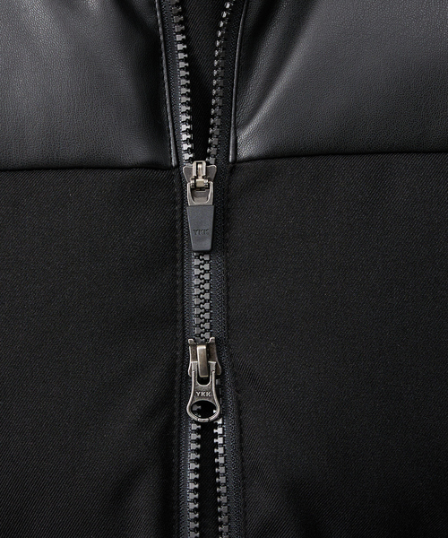 ABAHOUSE GRAY(アバハウスグレイ)の「【700FP】レザーライクコンビ ダウンジャケット(ダウンジャケット/コート・メンズ・チャコールグレー/ブラック/ネイビー・46/48/50)」の12枚目の写真